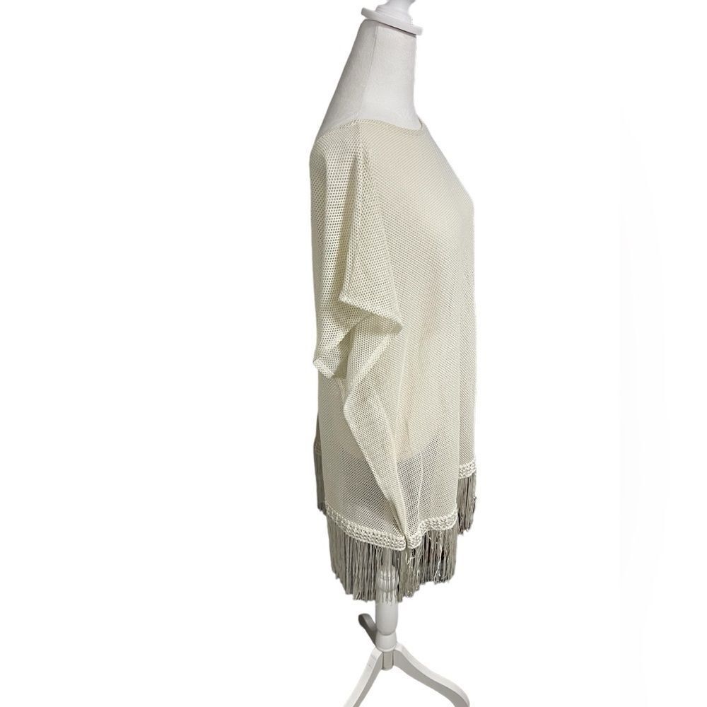 VICTORIA'S SECRET Shimmer swim cover up with fringe medium cream knit oversized - Picture 2 of 10